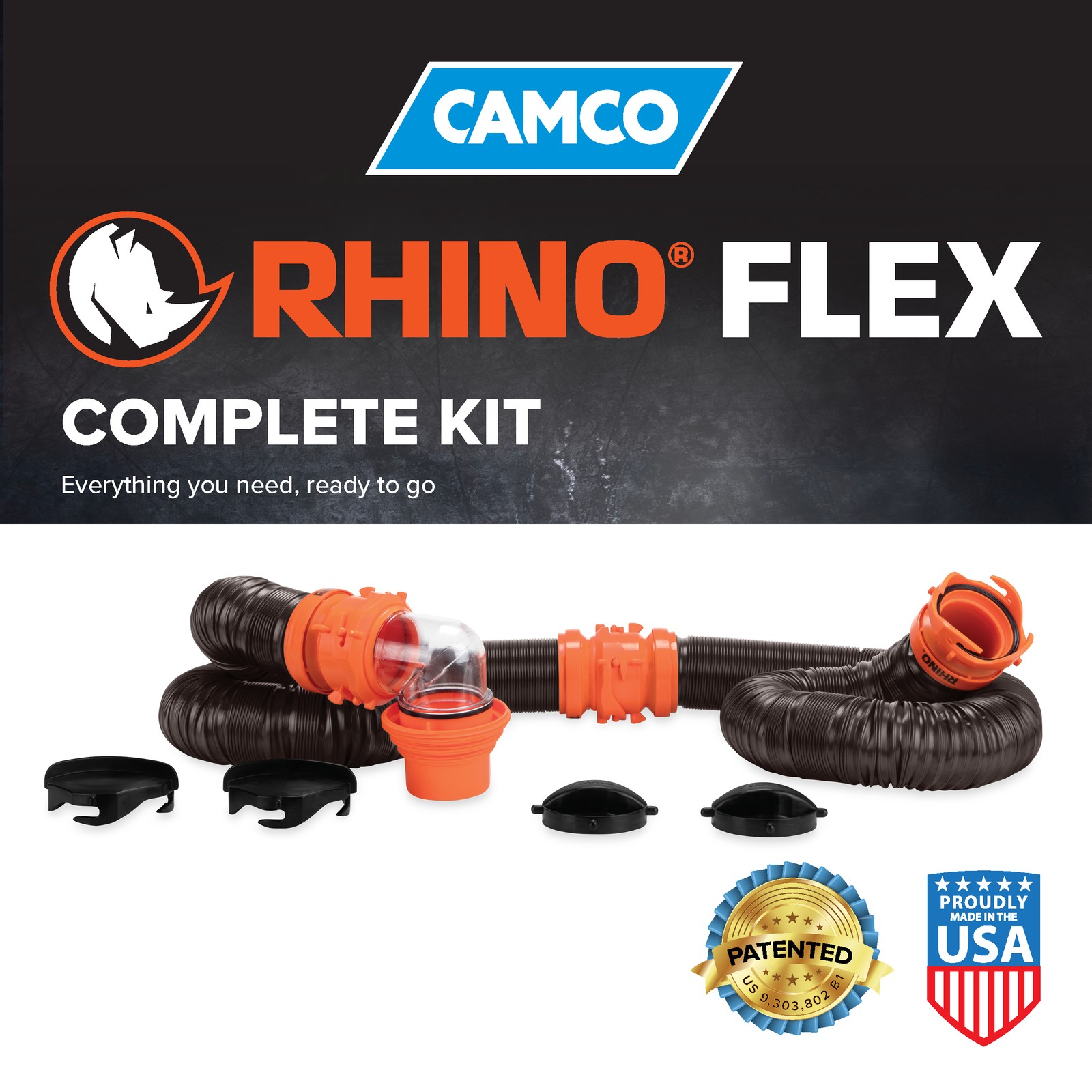 Camco RhinoFLEX 20 Ft RV Sewer Hose Kit w/Pre Attached Bayonet Fittings (Used)