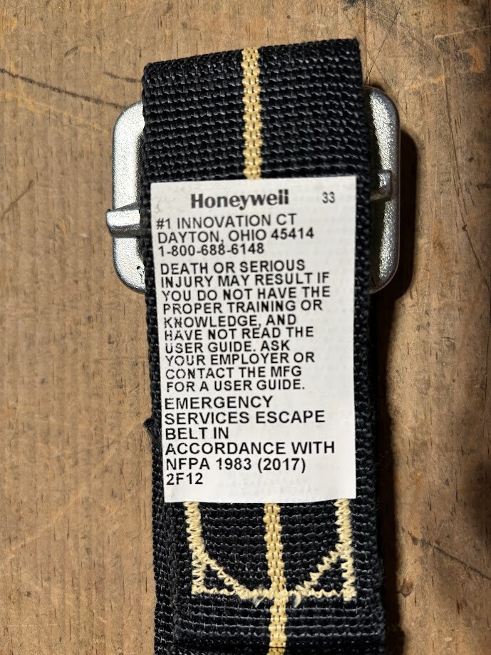 Honeywell Adjustable Life Grip Fire Rescue Escape Safety Belt RP962398 RS-TITAN
