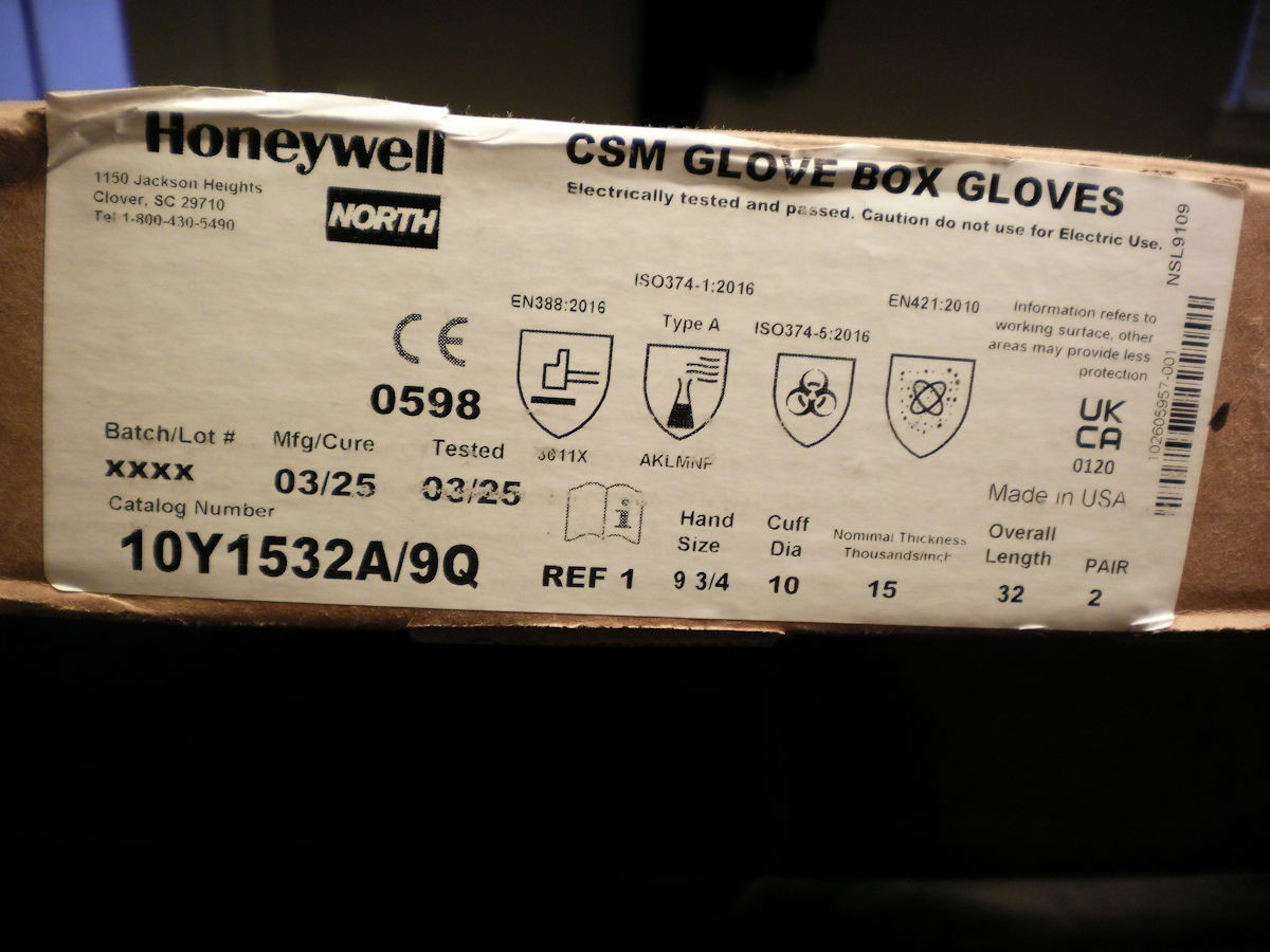 2pr. 2025 Honeywell (10Y1532A/9Q) CSM Glove Box Gloves 32” x 9-3/4 Ambidextrous