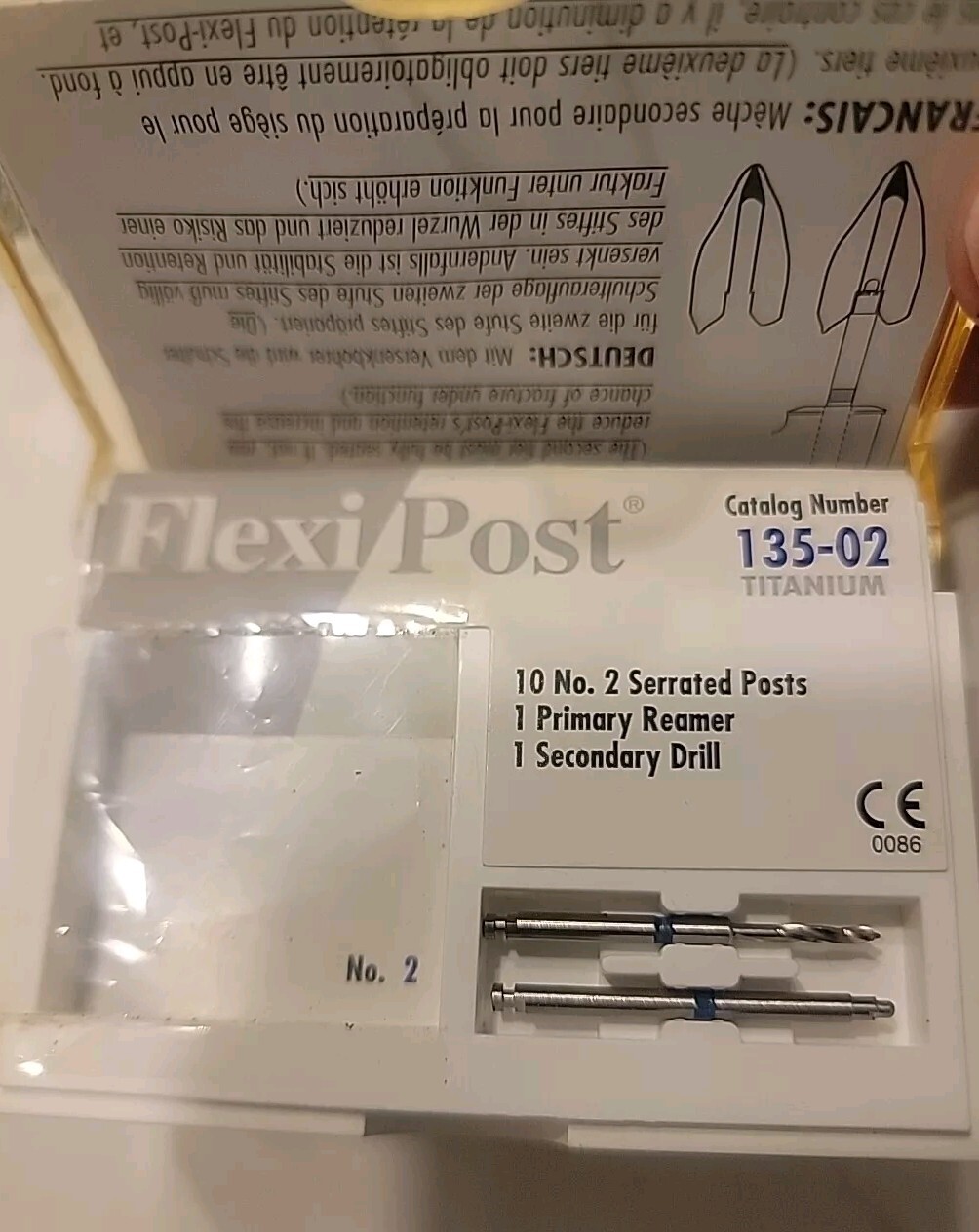 Essential Dental Systems 135-02 Flexi-Post Titanium Serrated Posts #2 Reamer