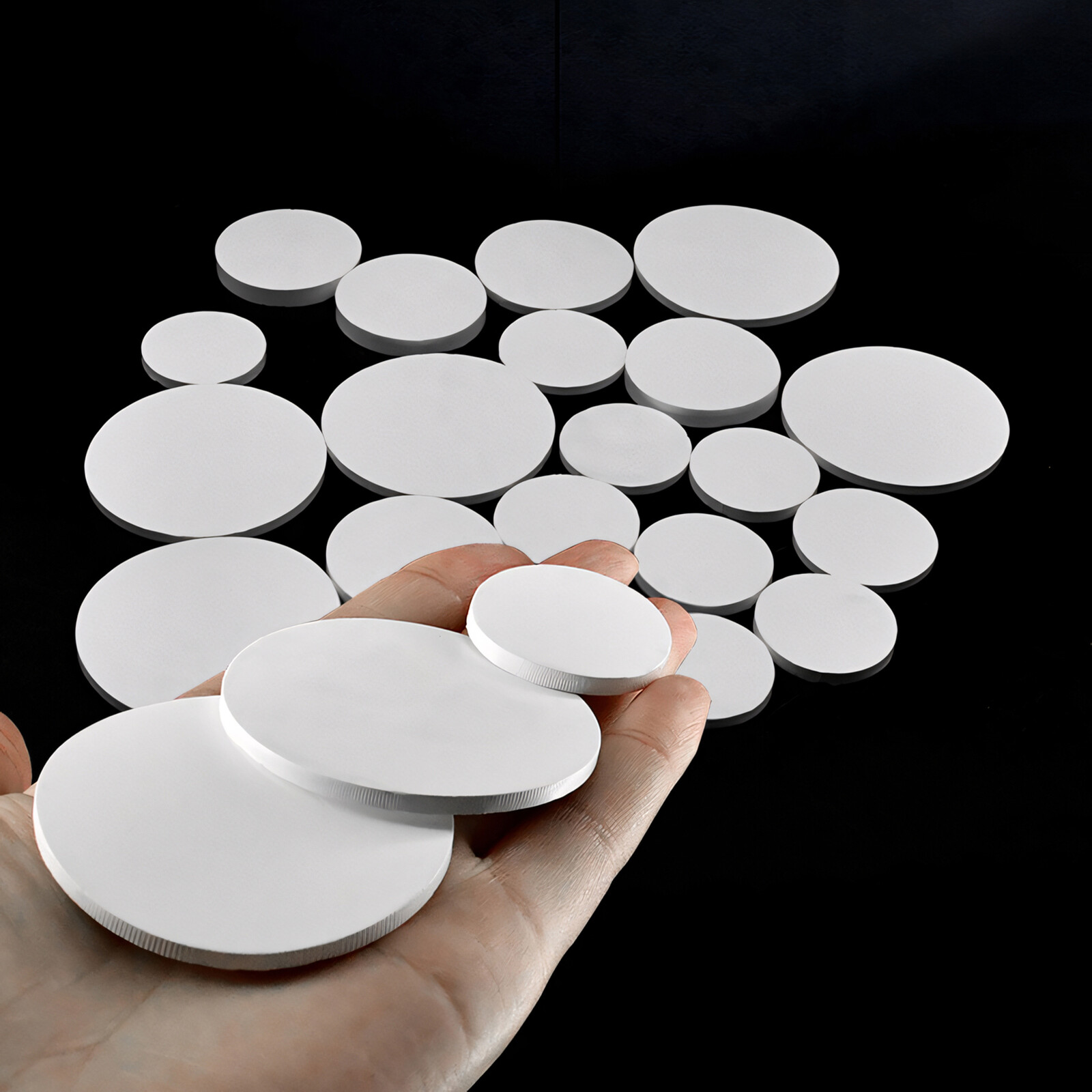 PTFE Plastic Solid Discs Flat Round Pad Sealed Cushioning Diameter 5mm-150mm Dia