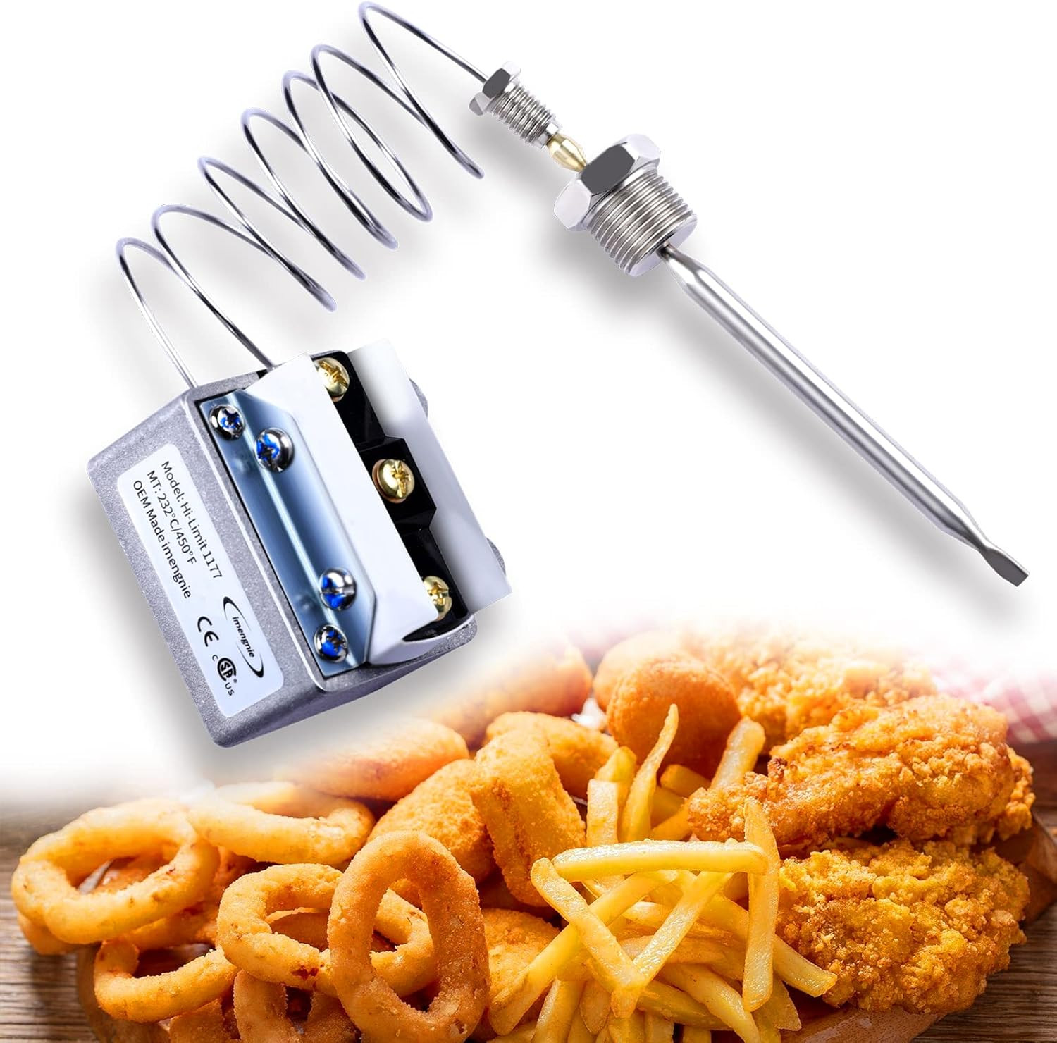 1177 High Limit Thermostat for Imperial Fryers, 450°F Safety Switch | 3/8″ MPT R