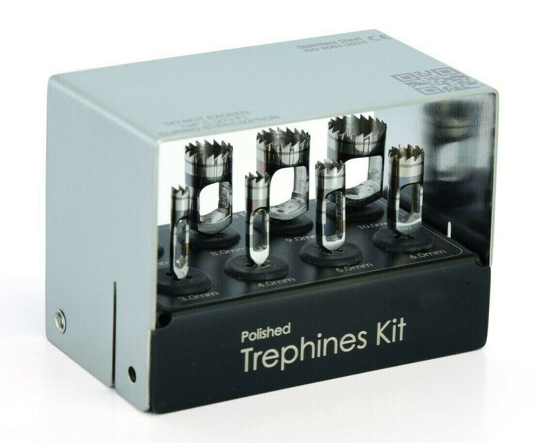 Dental Implant Trephine Drills Kit 8pcs Set Polished Surgical Surgery CE