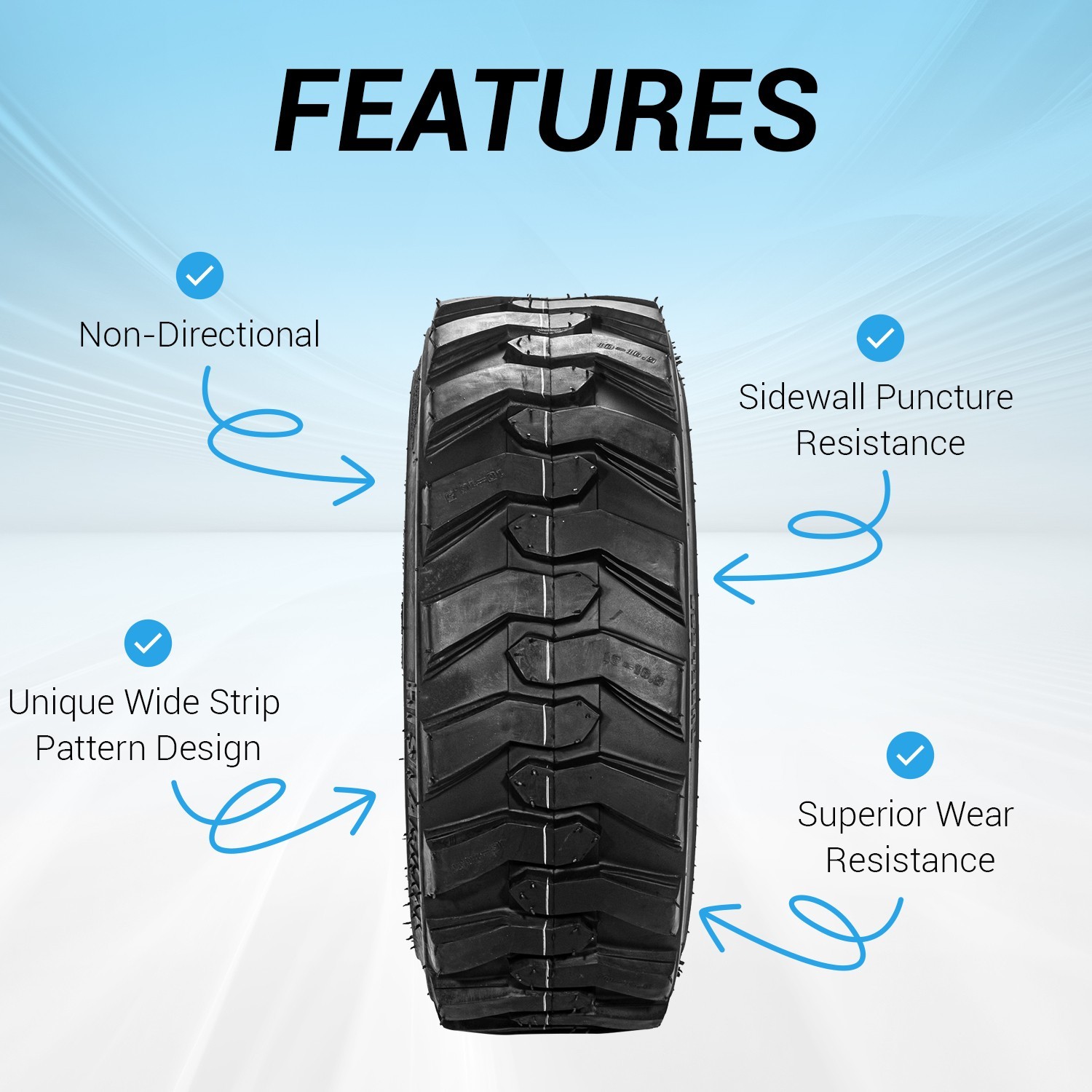 Set 4 10×16.5 Skid Steer Loader Tire 12 Ply 10-16.5 Heavy Duty for Bobcat