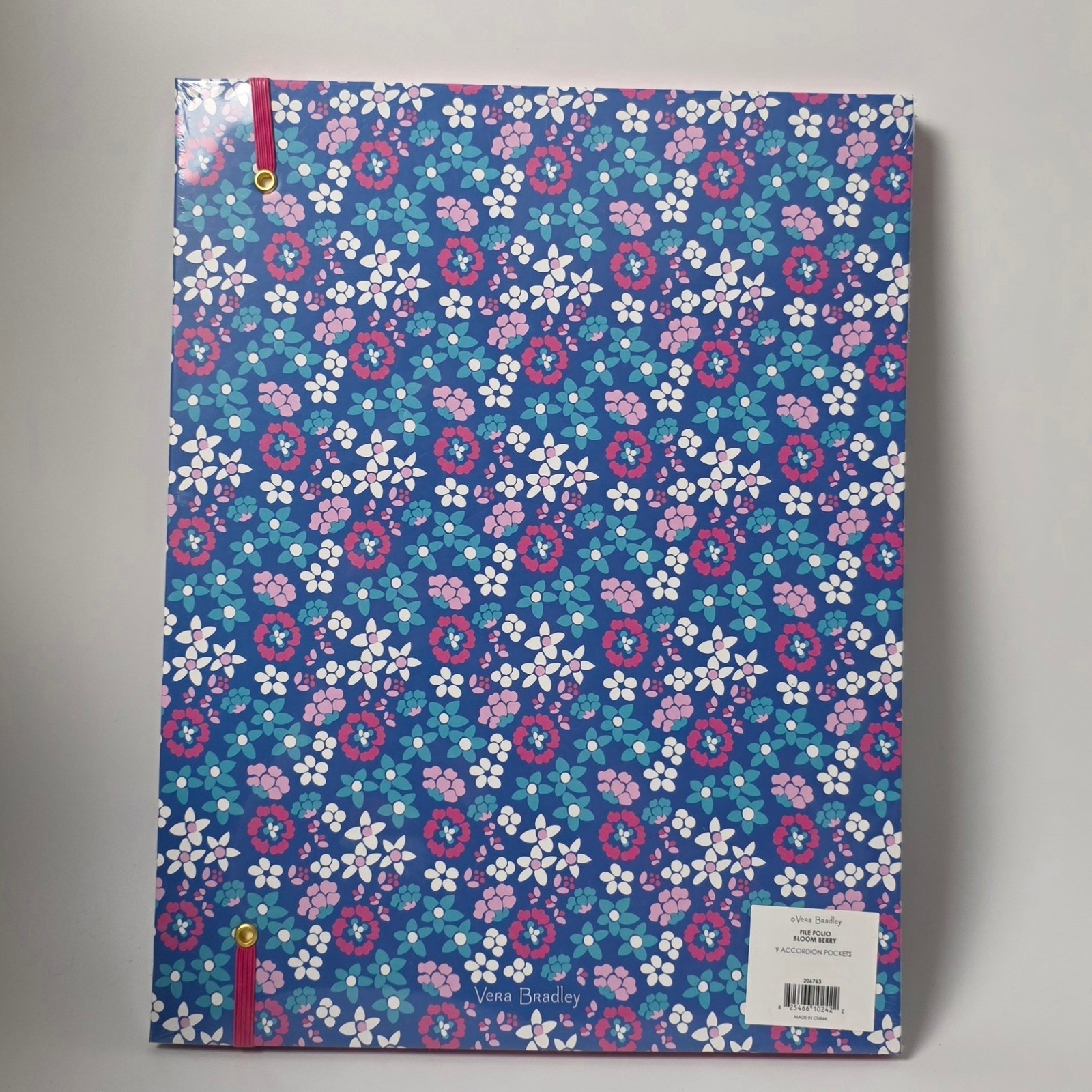 NEW Vera Bradley Staples Bloom Berry File Folio 9 Pocket Accordion Organizer