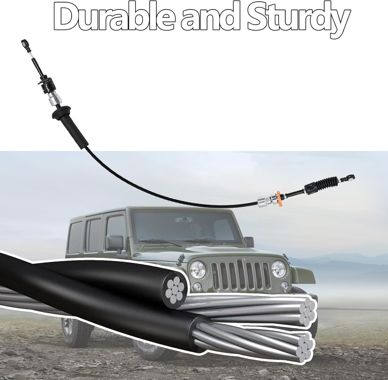 Transfer Case Shift Cable Compatible with Wrangler JK 4×4 3.8L V6 2007-2011, R