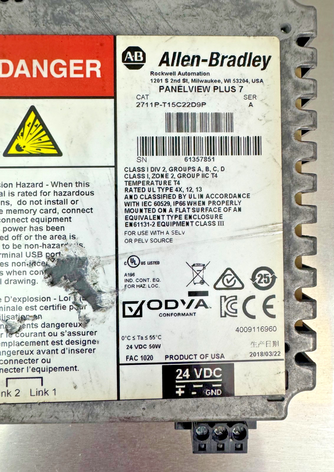 Allen Bradley 2711P-T15C22D9P Series A PanelView Plus 7 *EXCELLENT*