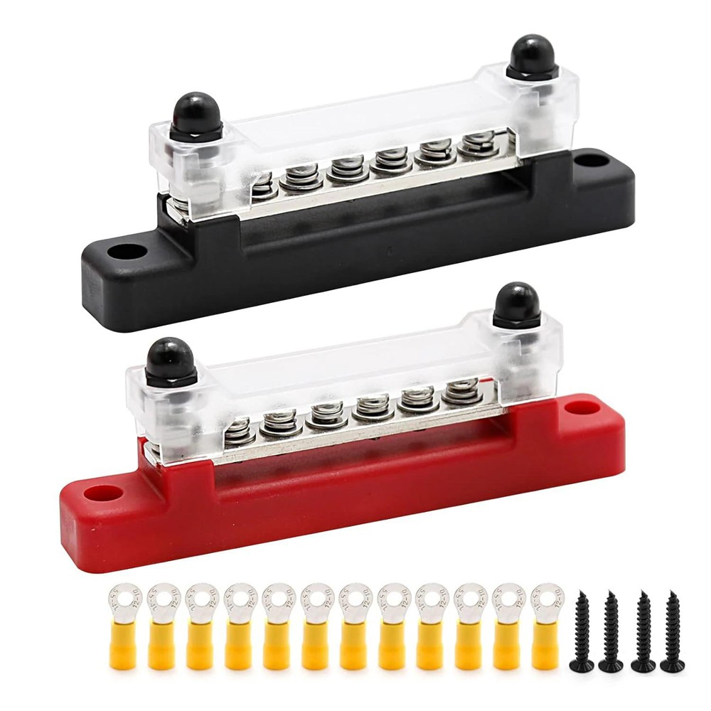 6 Way Bus Bar Terminal 150A Screws Power Distribution Battery Block For Car Boat