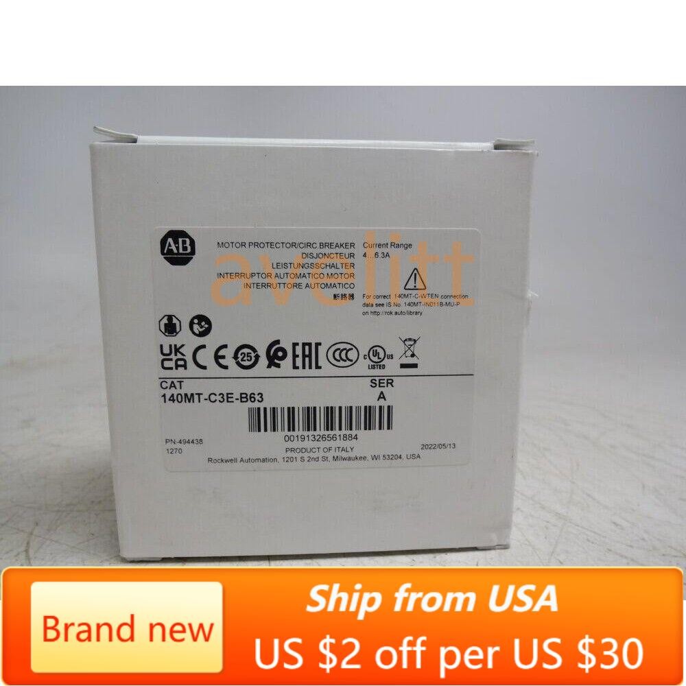 New AB 140MT-C3E-B63 4.0-6.3A 3-Pole Motor Protection Breaker USA