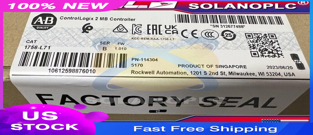 New Factory Sealed AB 1756-L71 Ser B ControlLogix 2MB Controller PLC 1756L71