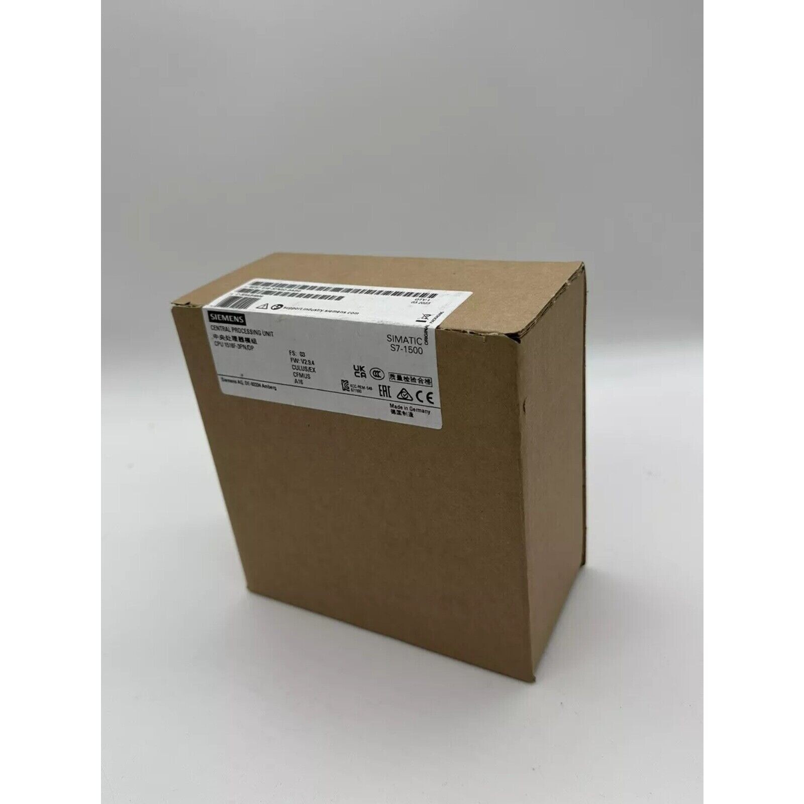 New Siemens S7-1500F, CPU 1516F-3 PN/DP 6ES75163FN020AB0 6ES7516-3FN02-0AB0