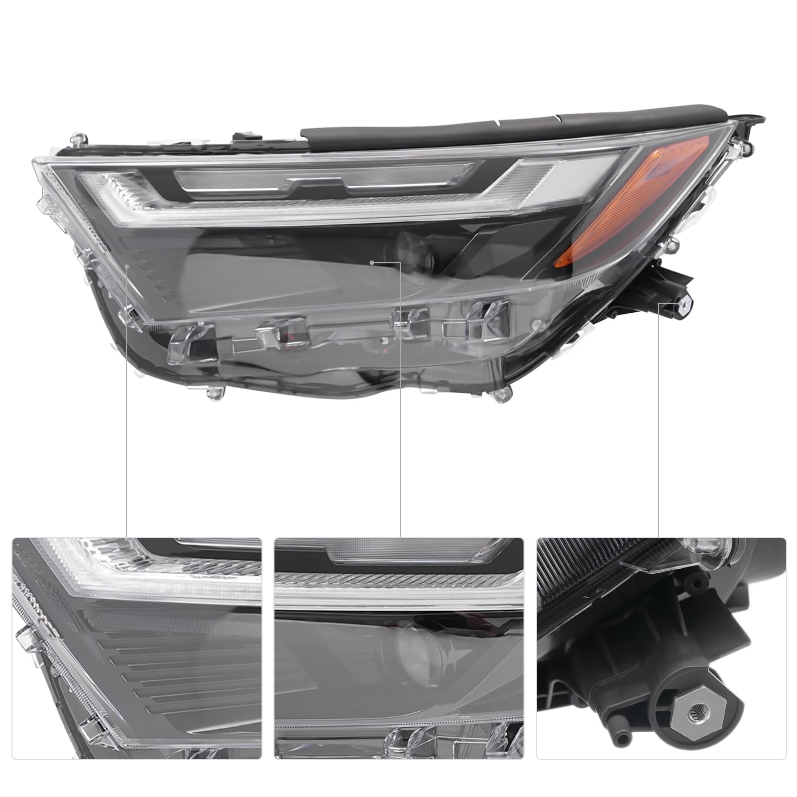 2022-2023 Toyota RAV4 XLE LED Left Driver Side Headlight Assembly Black Housing