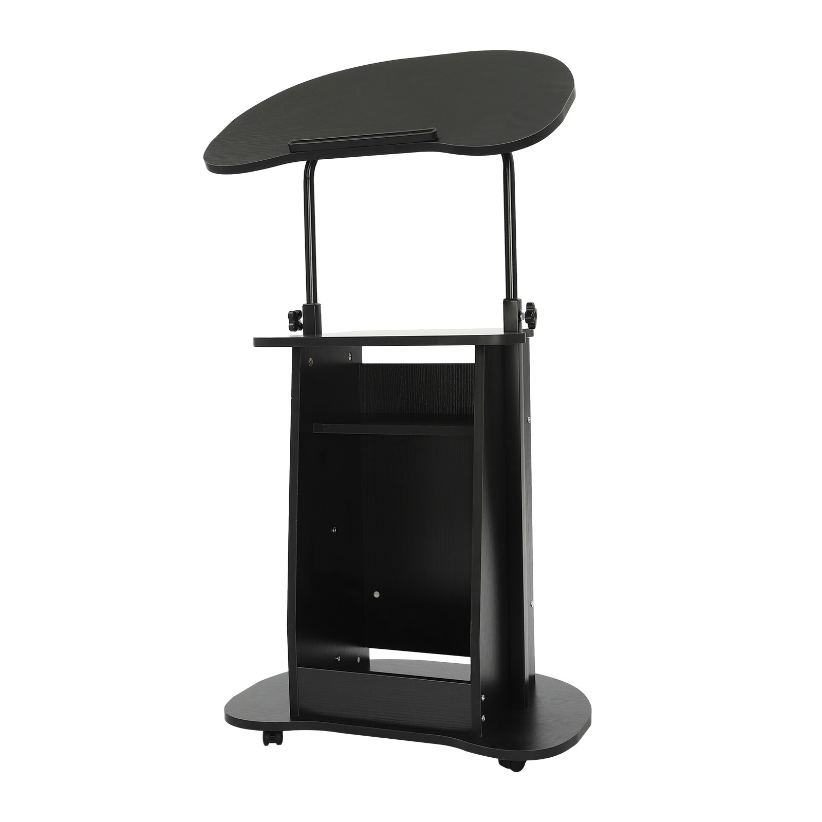 Black Sit-to-Stand Rolling Adjustable Storage Medical Laptop Computer Cart Desk