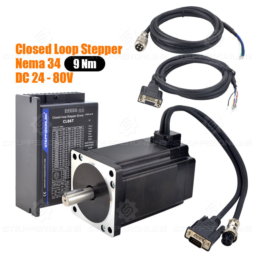 9Nm Nema34 Closed Loop Servo Stepper Motor 1275oz.in +Hybrid Servo Driver CL86T