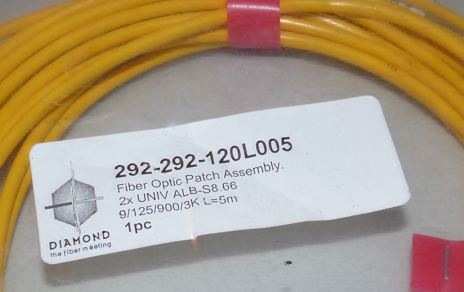 NEW DIAMOND 292-292-120L005 FIBER OPTIC PATCH ASSEMBLY 2X UNIV ALB-S8.66 5M 15FT