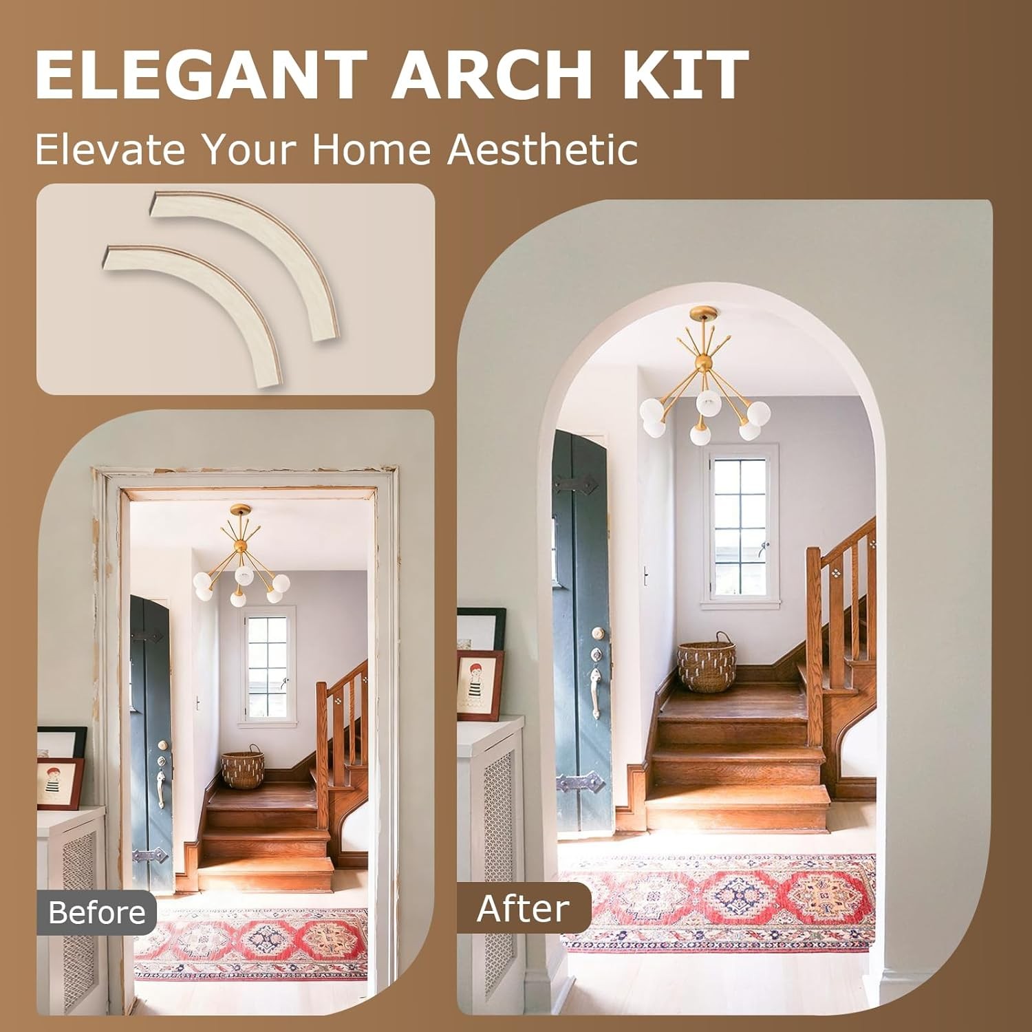 2 Pcs Wooden Doorway Arch Kit for Drywall, DIY Rounded & Half Circle Door Frame