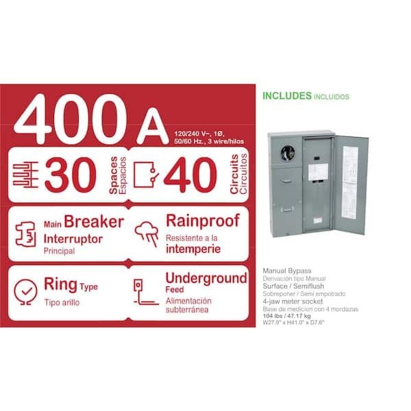 Square D SU3040D400CB 400A 30 Space Outdoor Ring Type Underground Main Breaker
