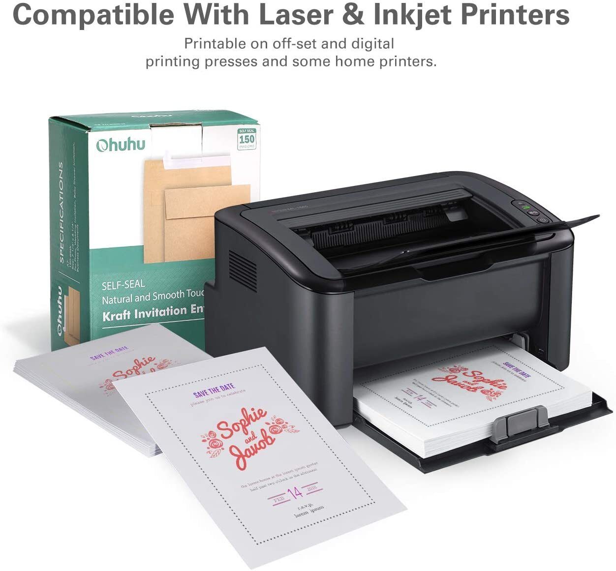 A7 Printable Brown Kraft Envelopes 5×7 250 Pack, Ohuhu A7 5-1/4 x 7-1/4 Inch