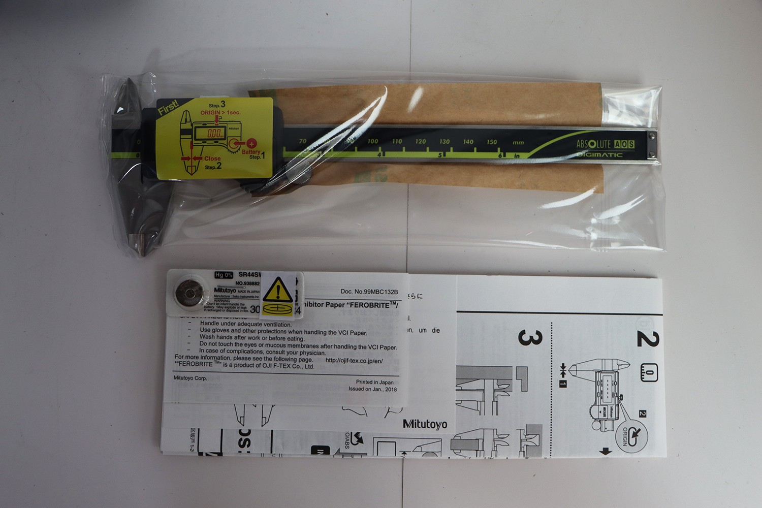 Mitutoyo 500-196-30 Caliper, Digital, Inch/Metric, 0-6″/150mm, 0.0005″/0.01mm