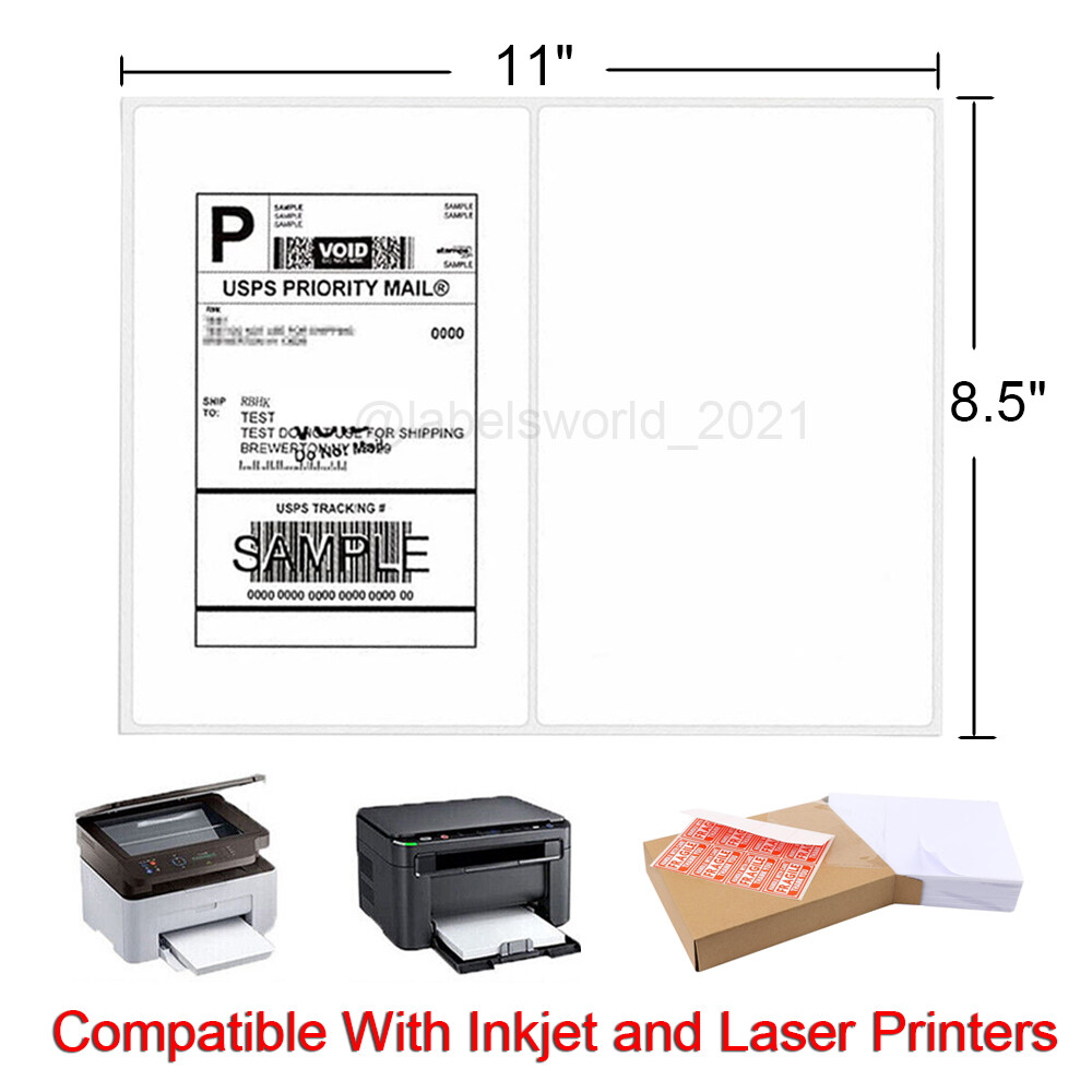 50-20000 Mailing Shipping Labels 8.5″x5.5″ Round Corner Half Sheet Self Adhesive
