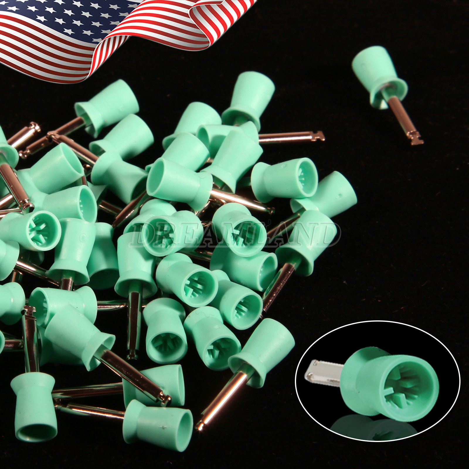 100 Dental Soft Prophy Cup Rubber Polish Brush Polishing Teeth Latch Type