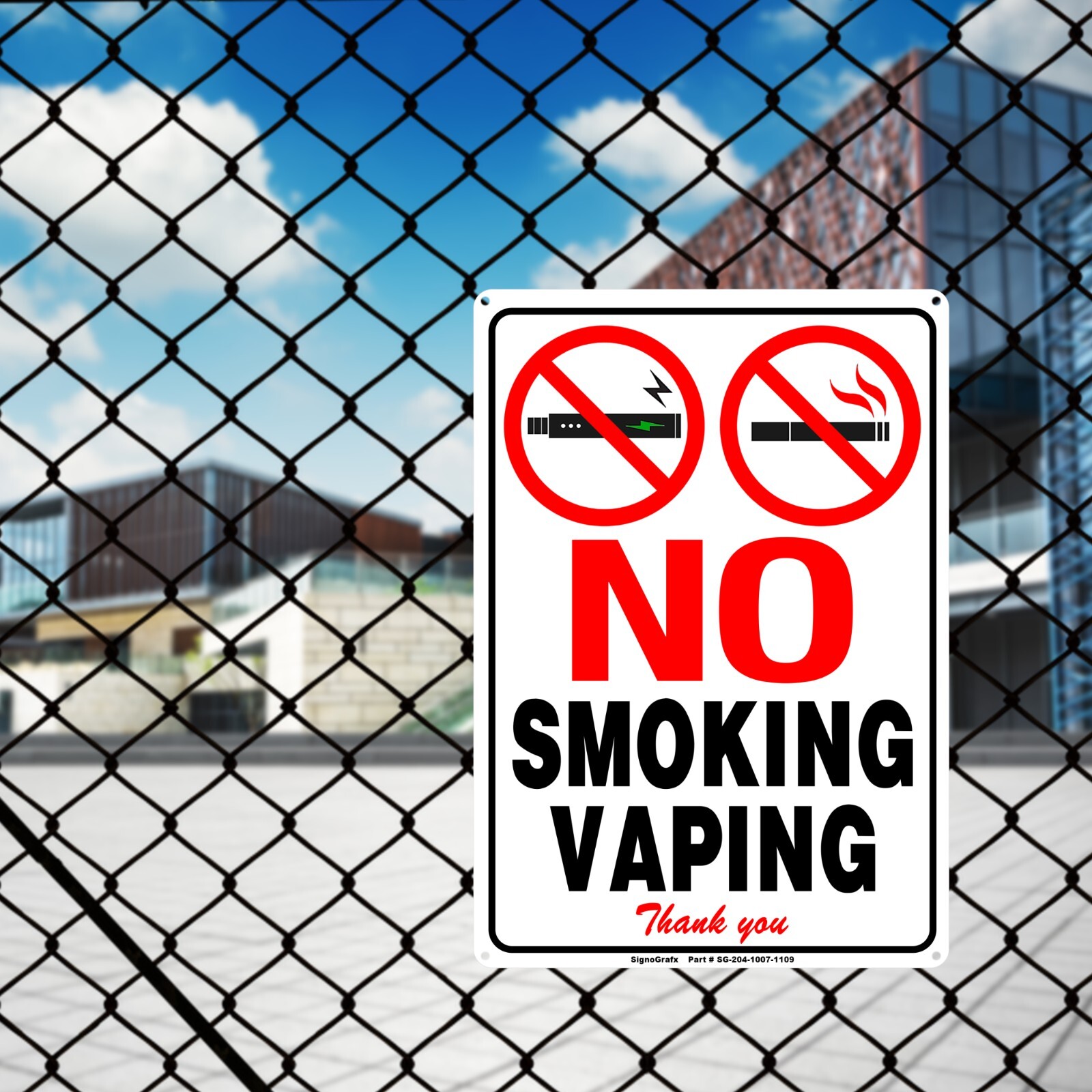 SIGNOGRAFX No Smoking No Vaping Metal Sign, 10×7 Inches Indoor and Outdoor Use
