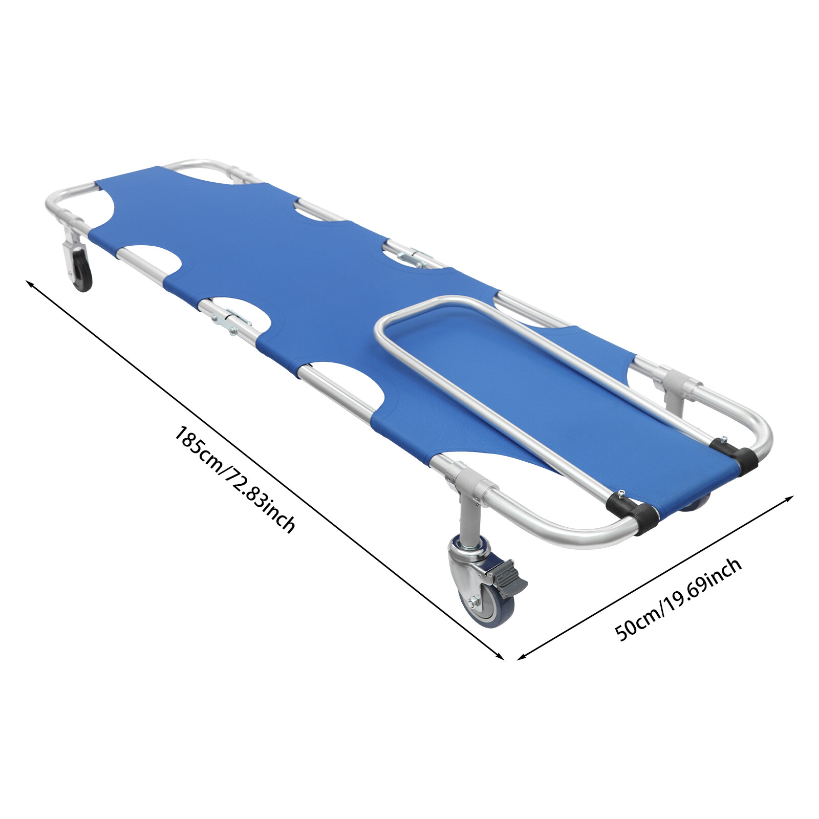 350lbs Folding Stretcher for Medical Emergency with Trolley 4 Wheels & Straps