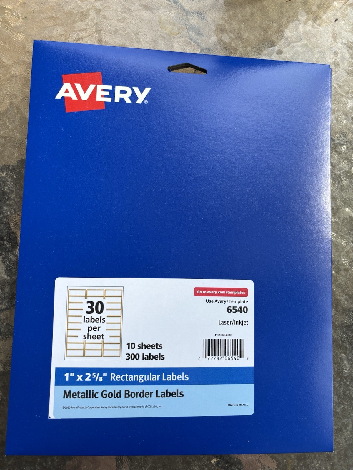 2X New Avery 6540 Metallic Gold Border Labels 1″ x 2 5/8″ 10 Sheets 300 Labels
