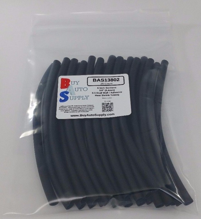 (25 Black / 25 Red) 1/4″ / 6.4mm 3:1 Heat Shrink Tubing Adhesive Lined Dual Wall