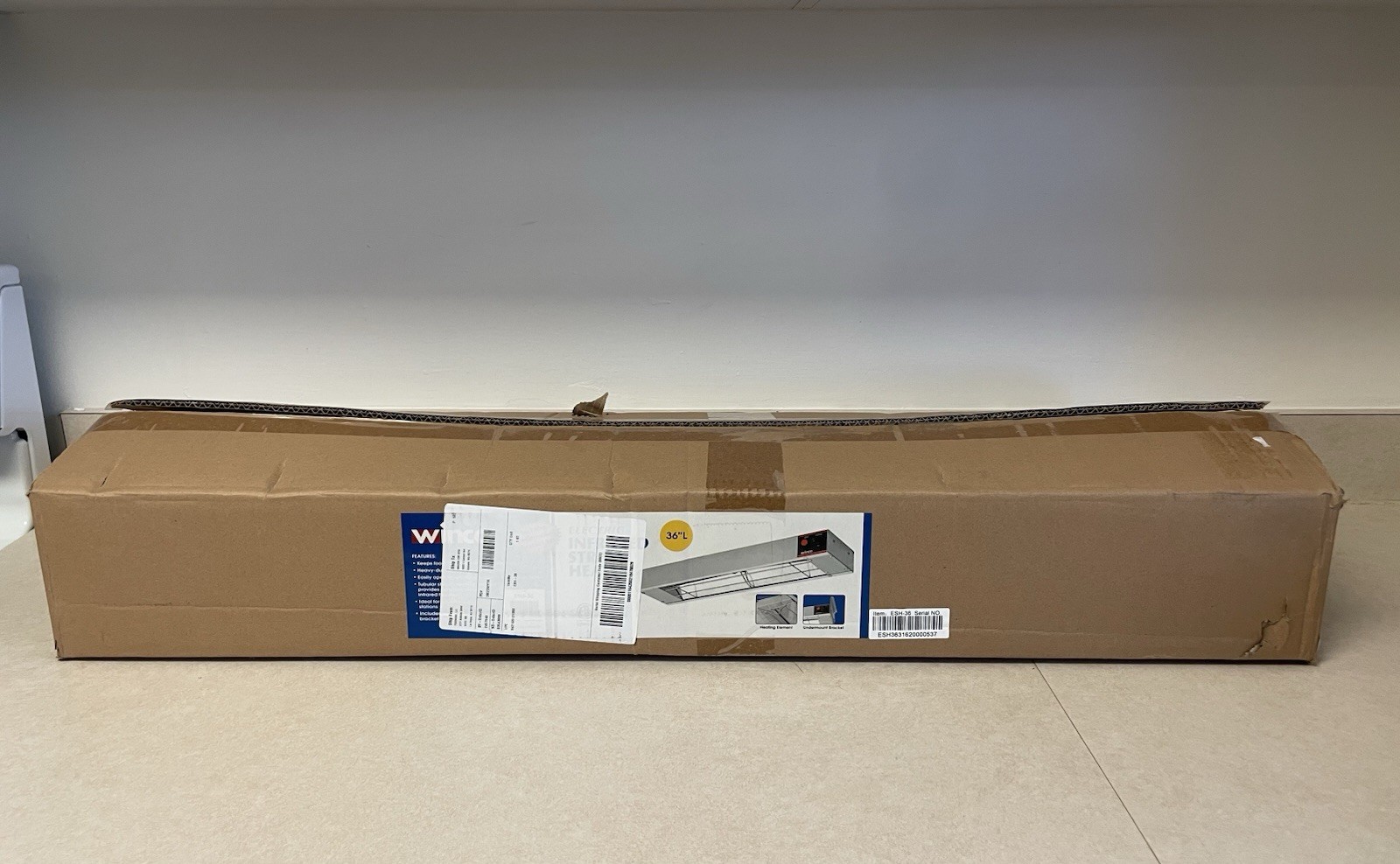 Winco ESH-36, 36-Inch Electric Strip Heater, 850W, 7A, Commercial Grade Infrared