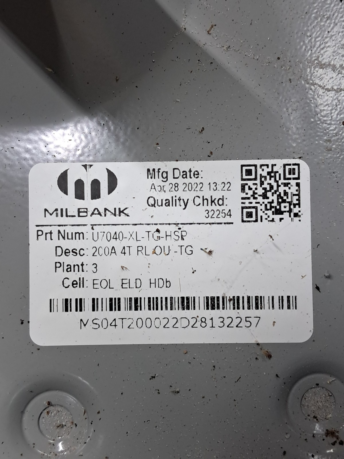 Milbank U7040-XL-TG-HSP Terminal 200 Amp Meter Socket – Gray