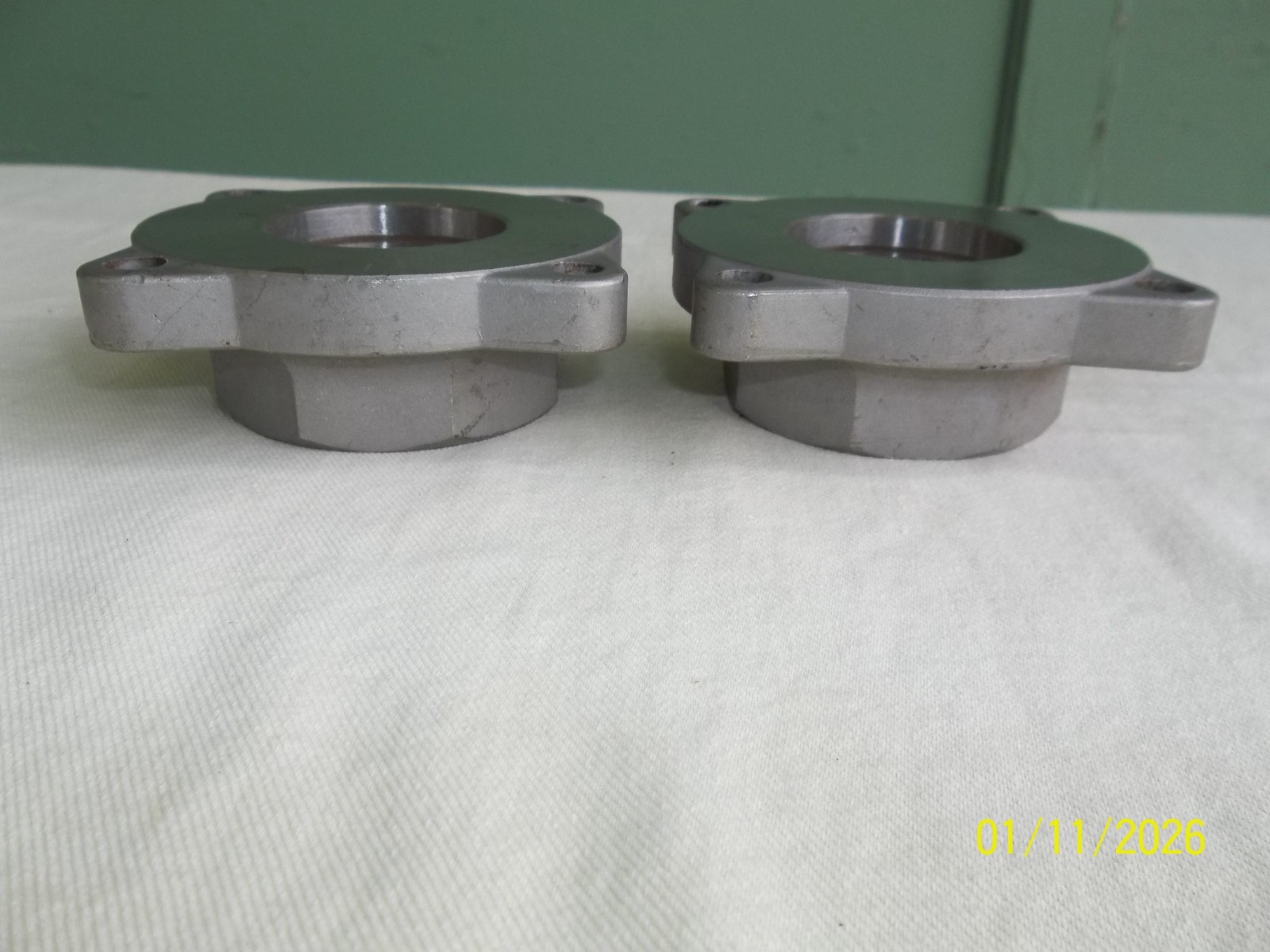 Pair of 4-BOLT PIPE THREADED FLANGE 2-1/4″ Diameter Bracket Mounts