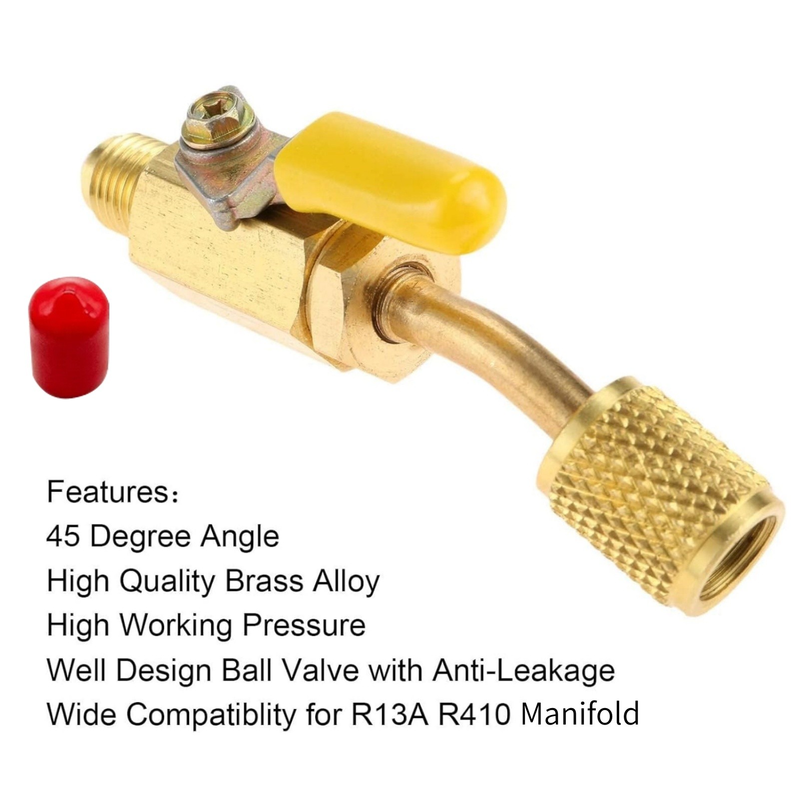 3PCS/Set Brass Air Conditioning HVAC 1/4″ Shut Valve For AC Charging Hoses