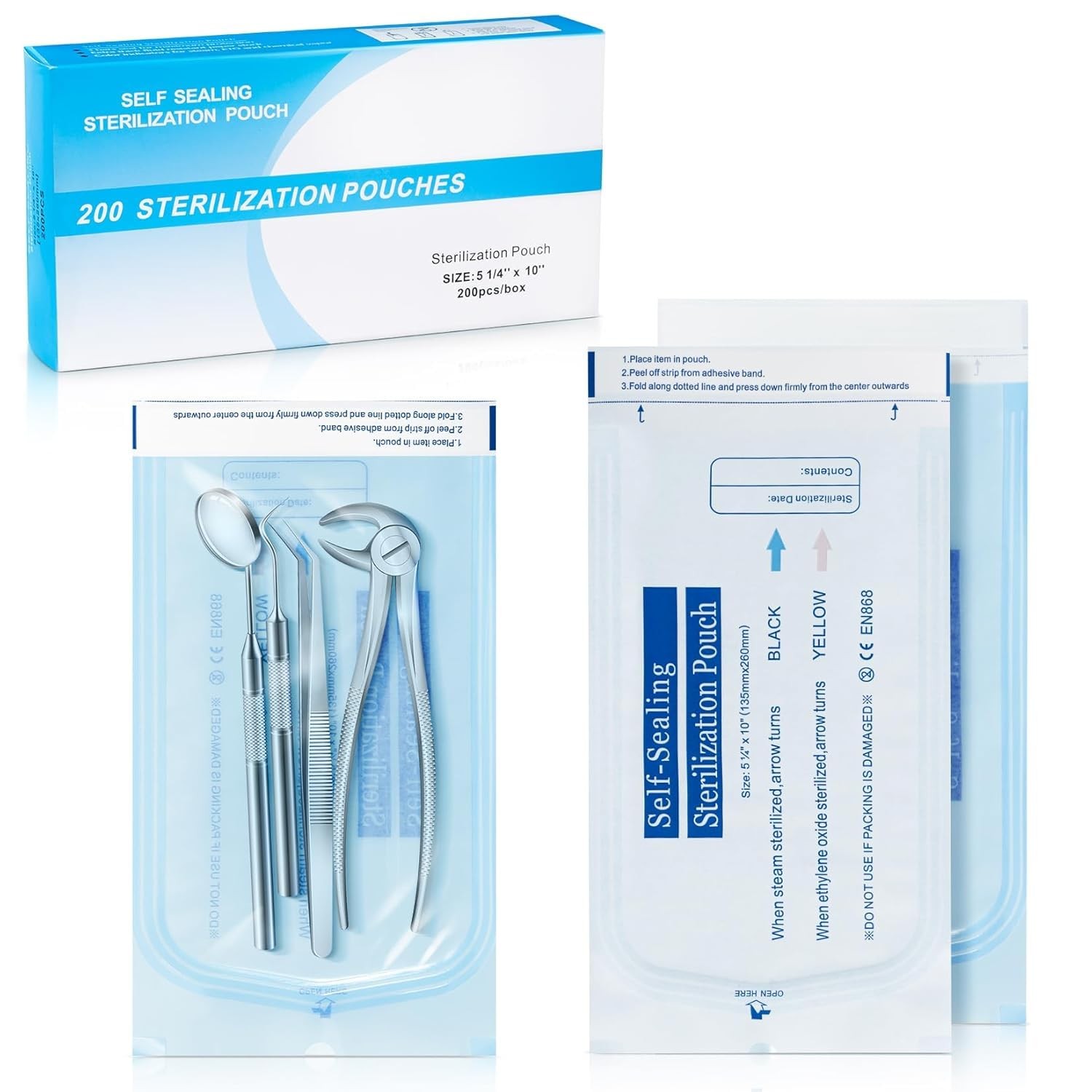 Self Sterilization Pouches Autoclave, Medical Sterilizer Bags Dental Tattoo Nail