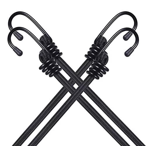 8mm HEAVY DUTY BLACK MARINE GRADE BUNGEE CORD Tarp Tie Down Strap 12-20-30-40″