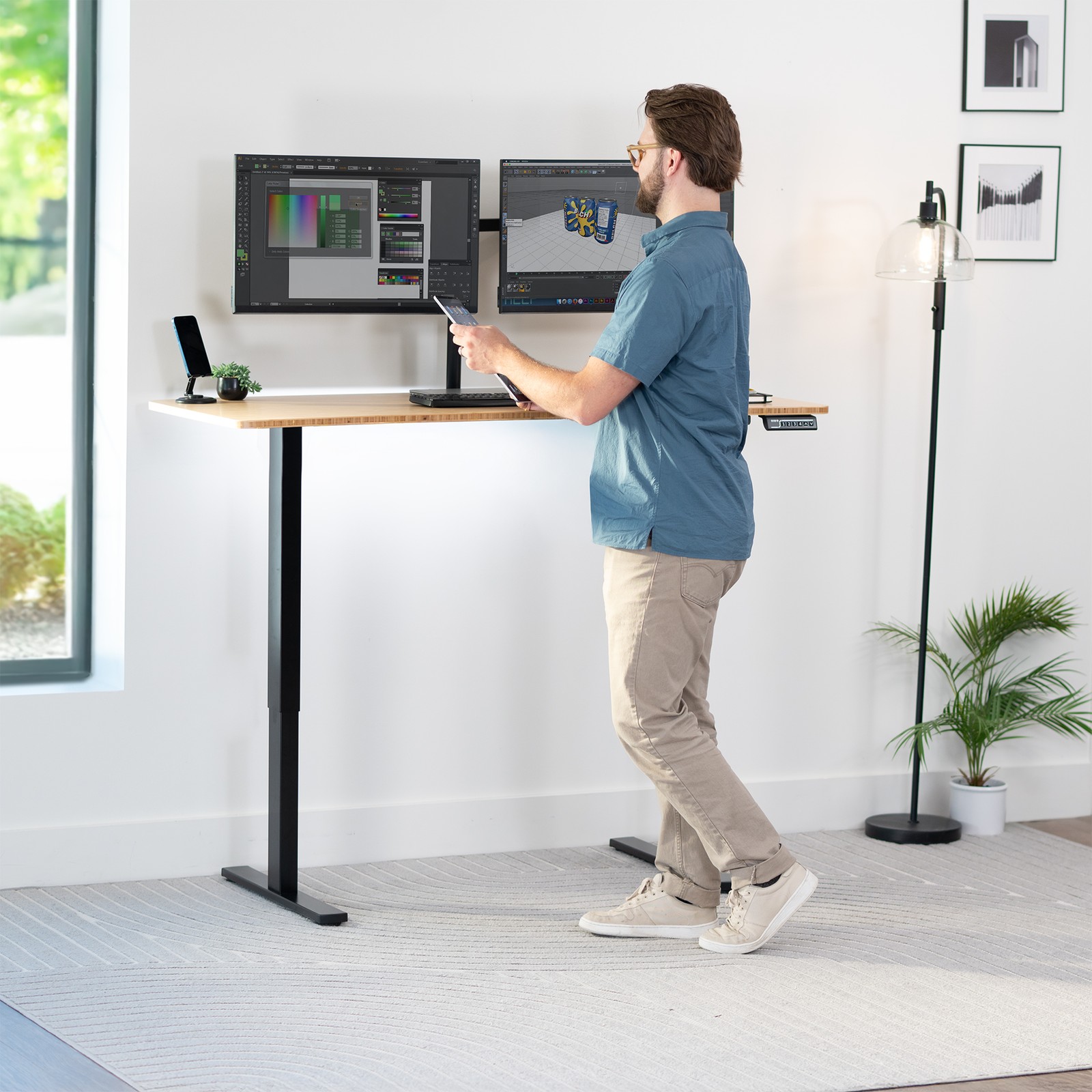 USED VIVO Bamboo 60 x 24 inch Universal Table Top for Sit to Stand Desk Frames