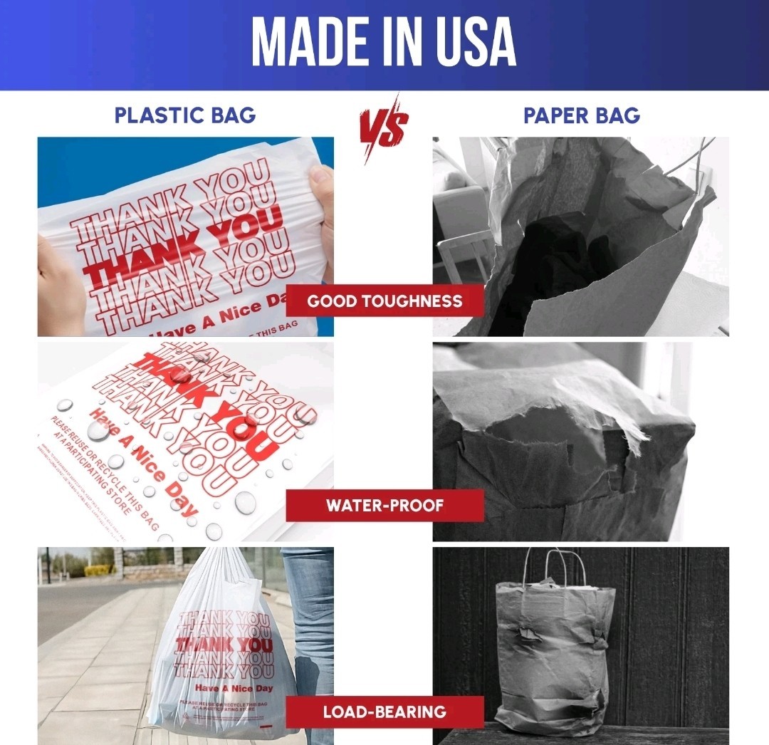 Thank You Plastic T-Shirt Bags 11.5×6.5×21 for Grocery Retail Shopping 100 pack