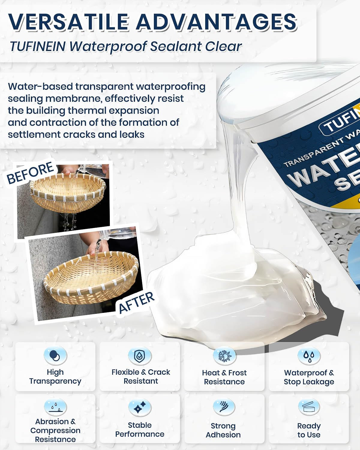 Transparent Waterproof Coating 10.6Oz Invisible Waterproof Agent Indoor Outdoor