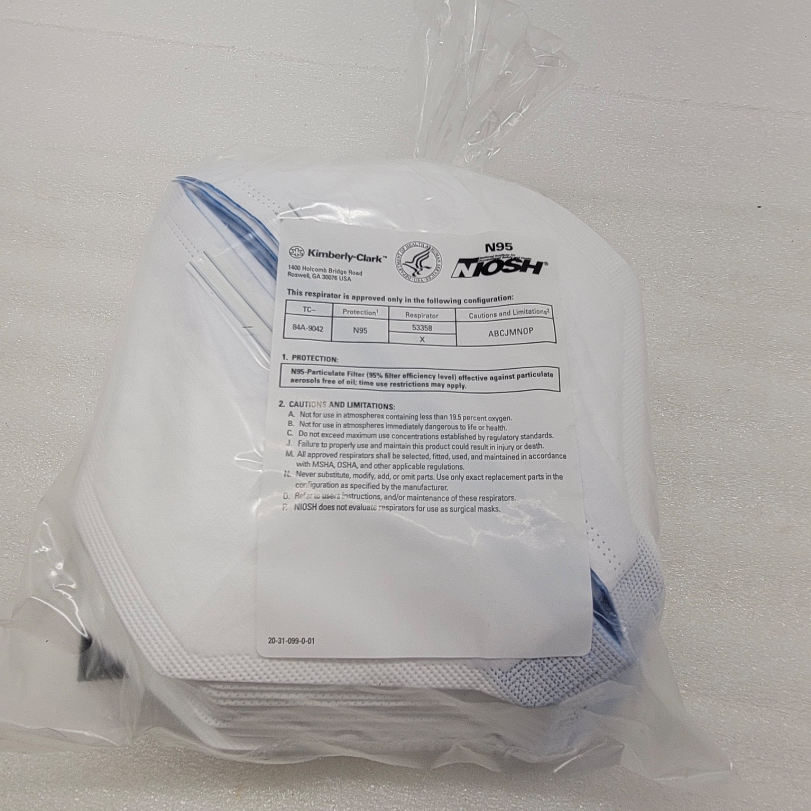 Kimberly-Clark KIMTECH N95 Pouch Respirator 53358 Pack of 50