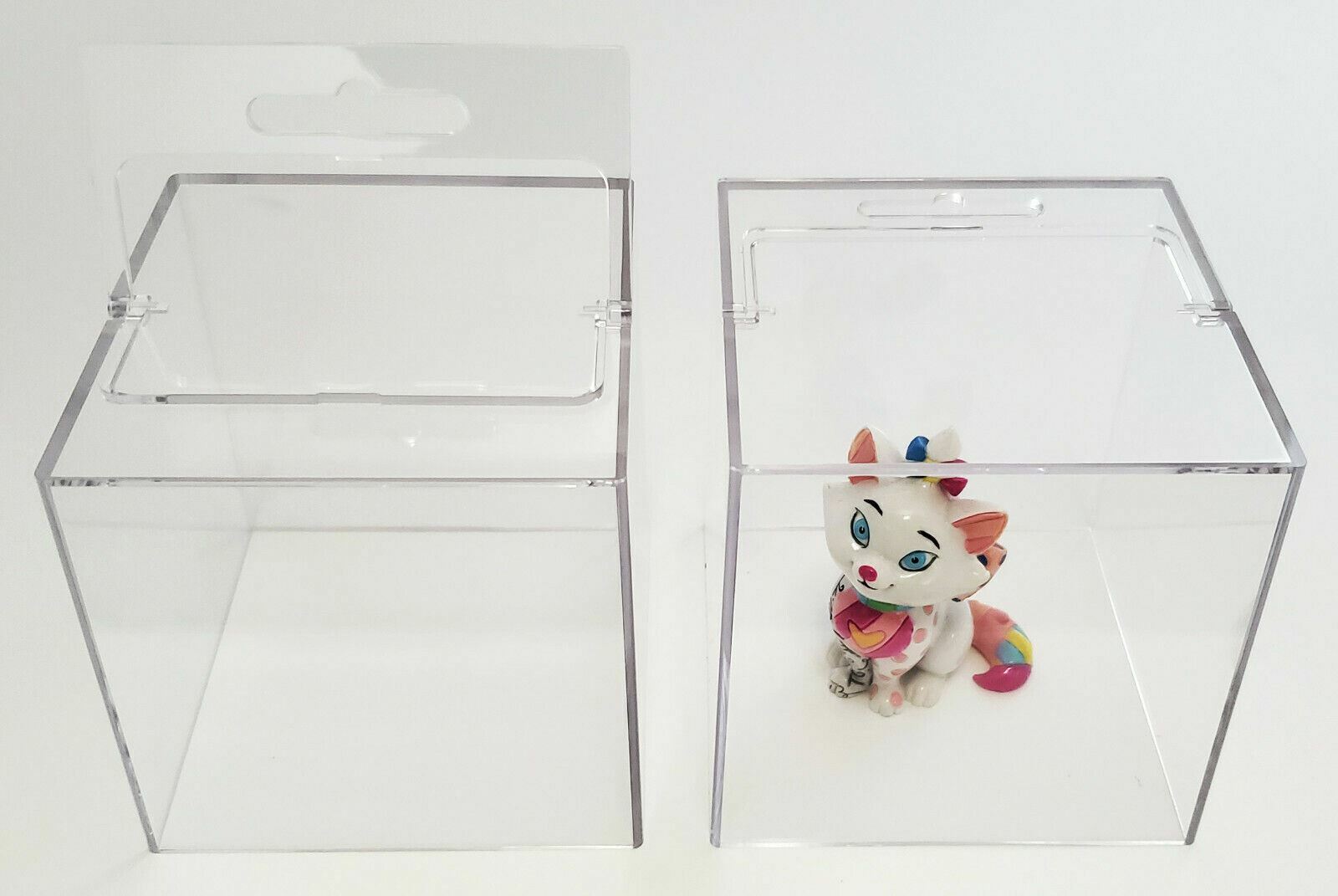 2 x Clear Plastic Cube Box 3.5″ Desk Organizer Pen Post-it Holder office display