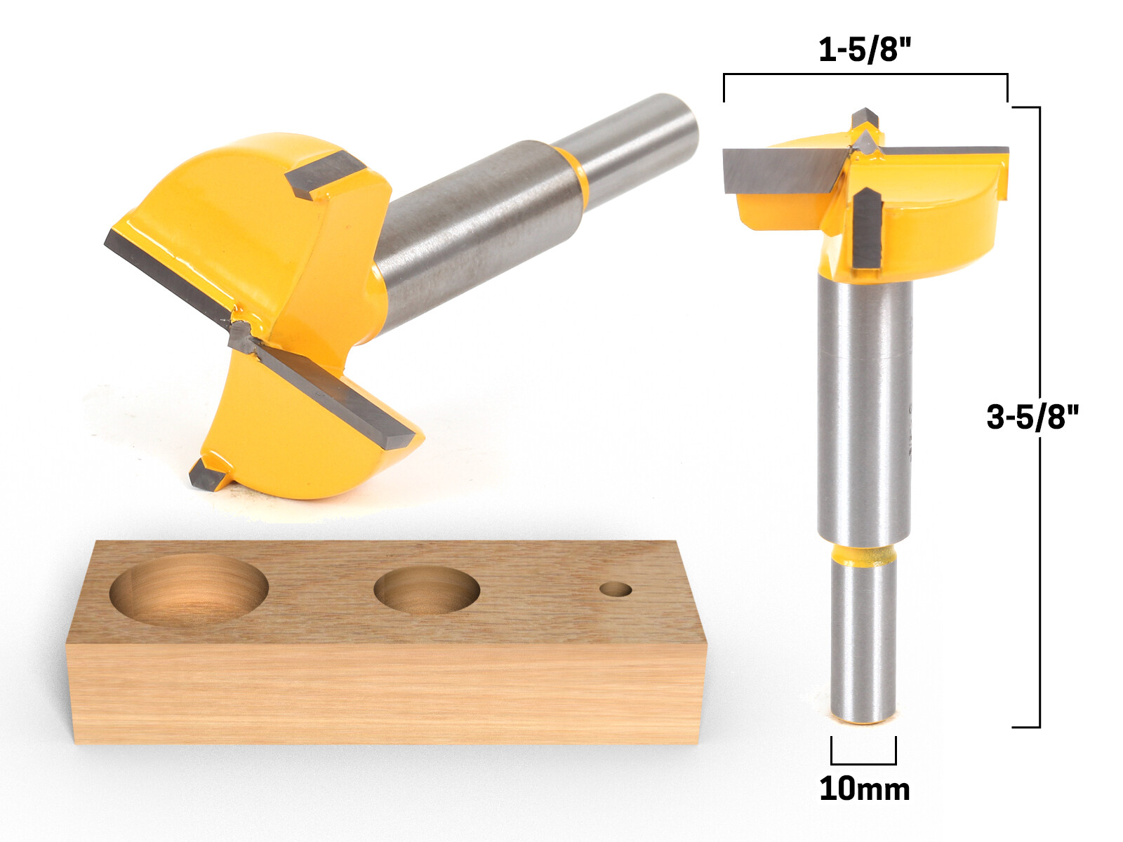 1-5/8″ Diameter Carbide Forstner Drill Bit – 10mm Shank – Yonico 43047C