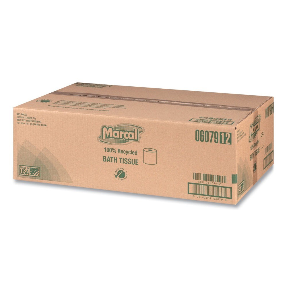 Marcal 6079 2 Ply 100% Recycled Septic Safe Bath Tissues – White (48/Carton) New