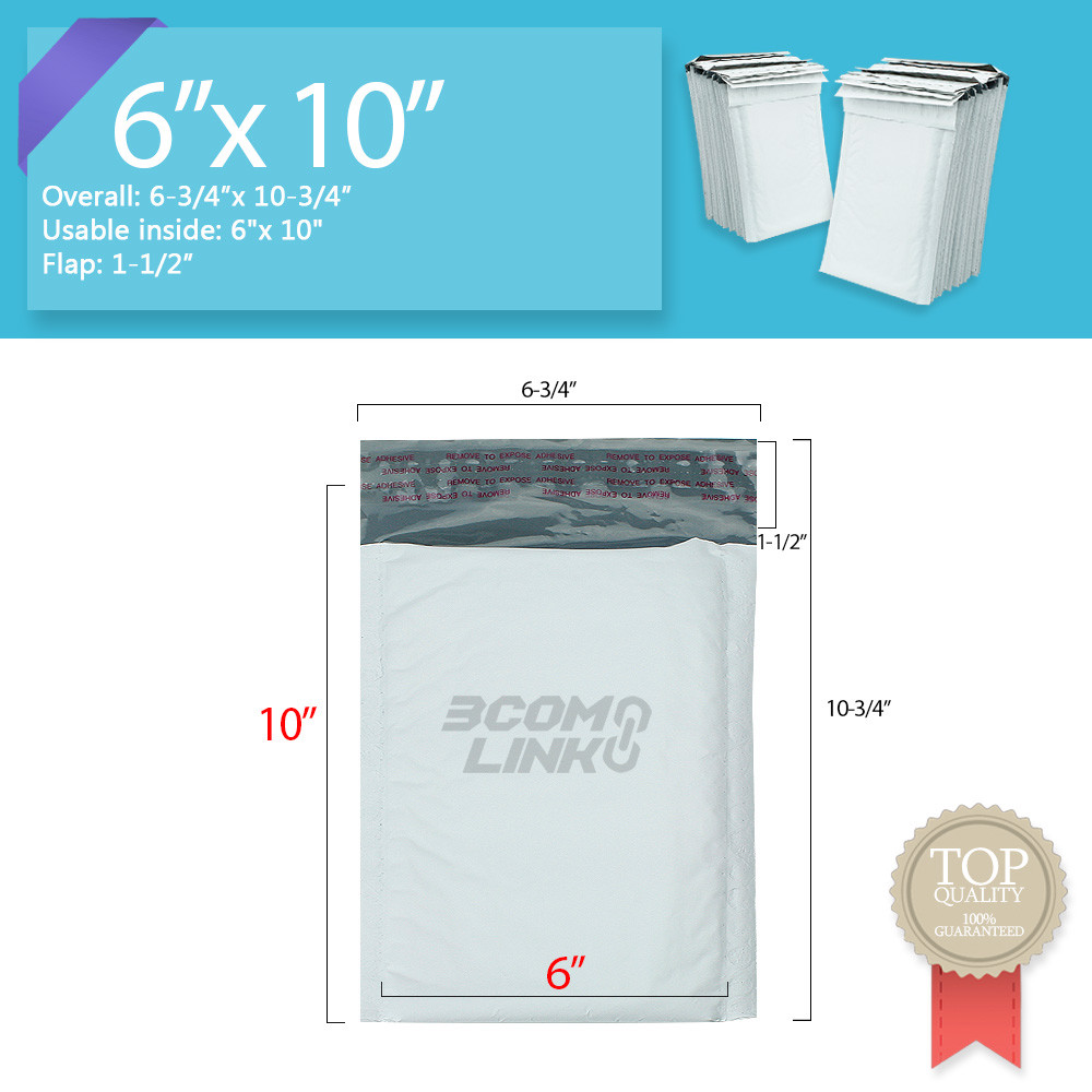 #0 6×10 (6×9) Poly Bubble Mailer Padded Envelope Shipping Bag 25,50,100,250 Pcs