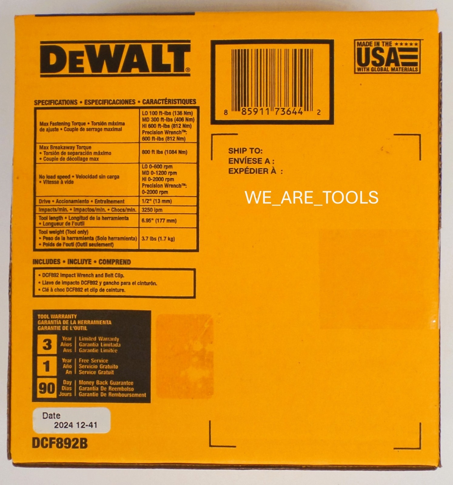 Dewalt DCF892B 20V MAX 1/2″ Mid-Range Impact Wrench with Detent Pin