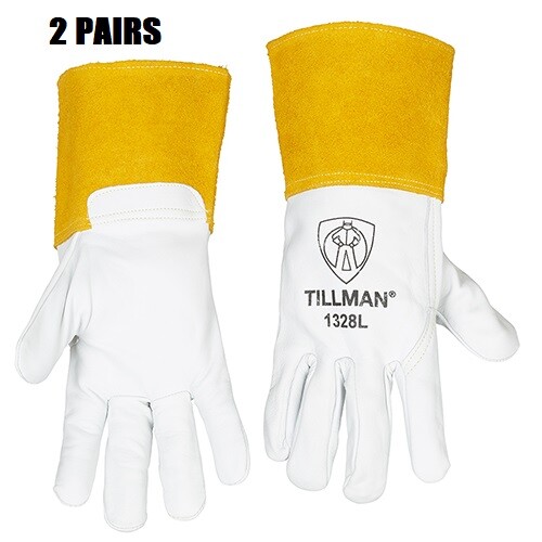 2 PAIR Tillman 1328 Grain Pearl Goatskin Leather TIG Welding Gloves 4″ Cuff S-XL