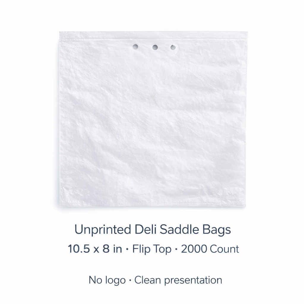 10.5×8 Clear Deli Bags Flip Top Saddle Pack Unprinted HDPE 0.5 Mil 2000 Count