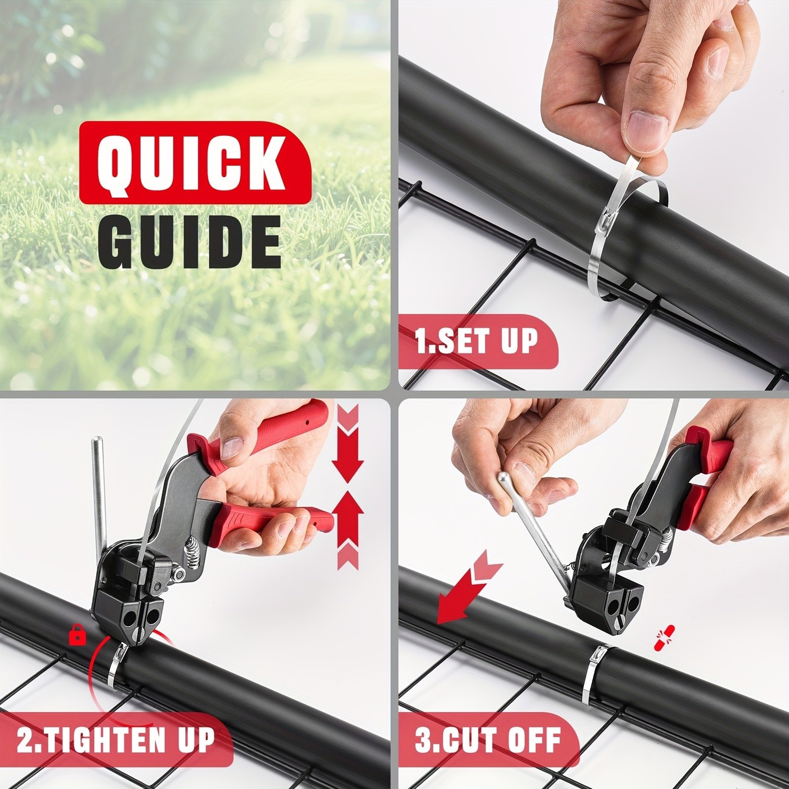 Cable Tie Tool Gun Kit Stainless Steel Zip Tie Cutter + 150 pcs Metal Zip Ties✅