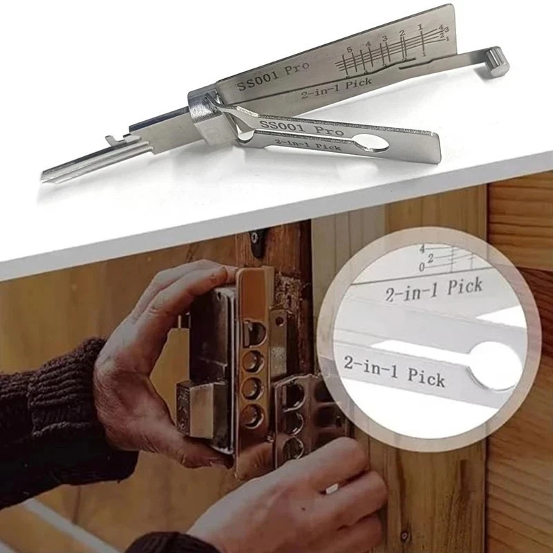 Key Decoder 2 In 1 Portable Lock Picking Set Hook And Pickup Tool Kit Ergonomic