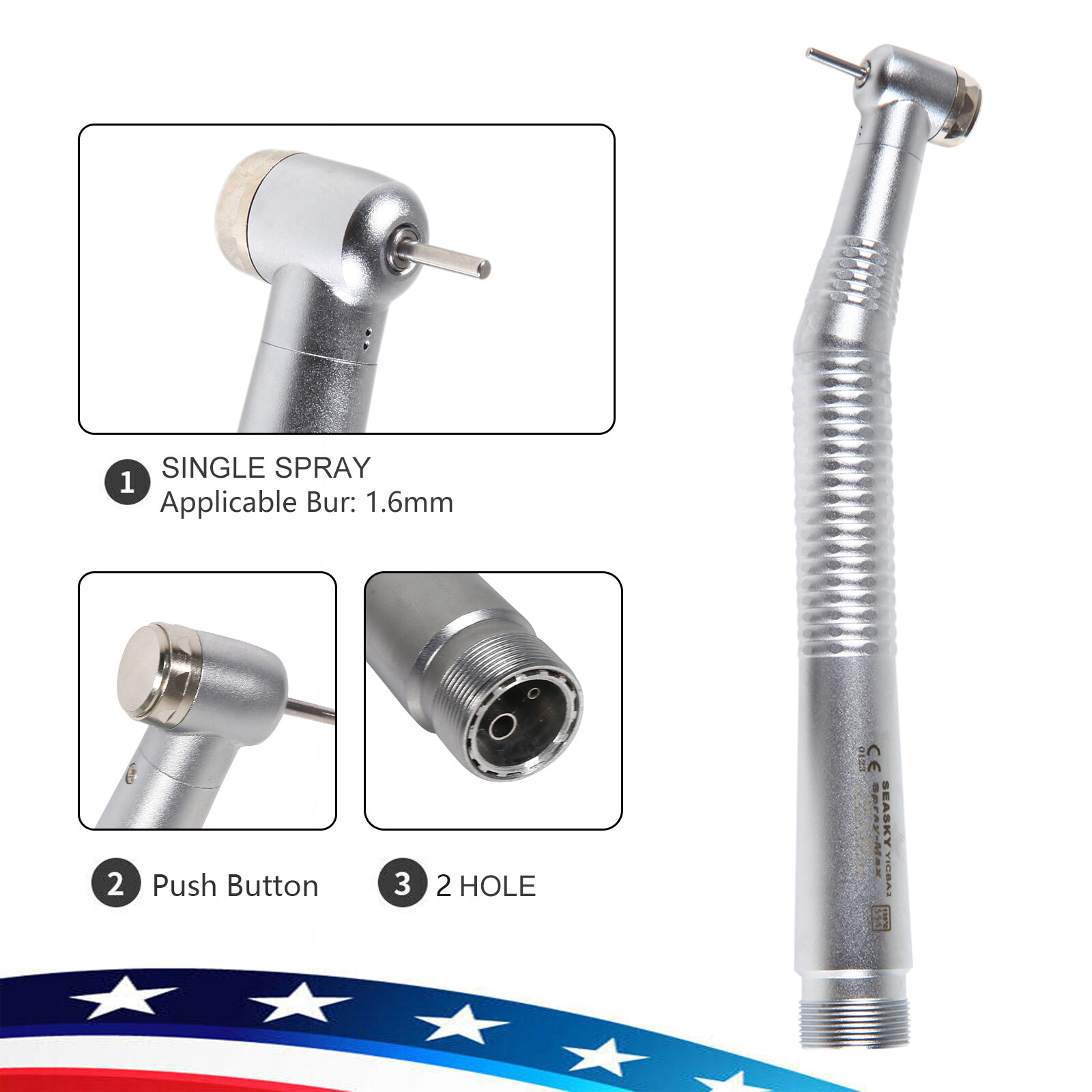 Dental NSK Style Pana Max High Speed Push Button Turbine Handpiece 2-Hole Y1BA2