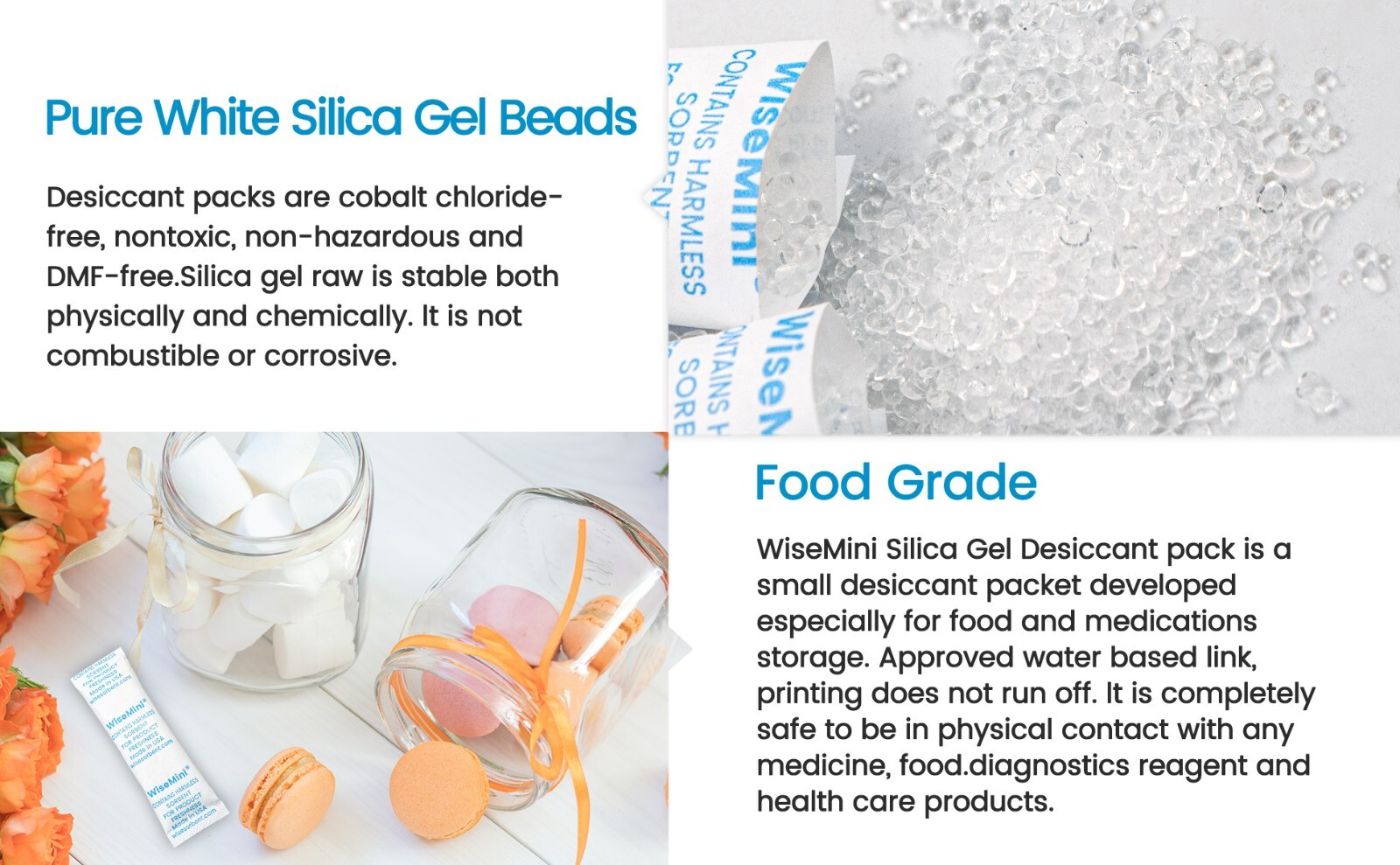 5 Gram Food Safe Desiccant Packs, Silica Gel Packets, Silica Moisture Absorbers
